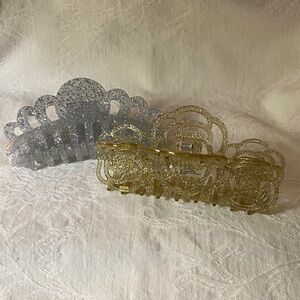 Purchased in Denmark, Glittery, Elegant Gold and Silver Hair Claw Clips